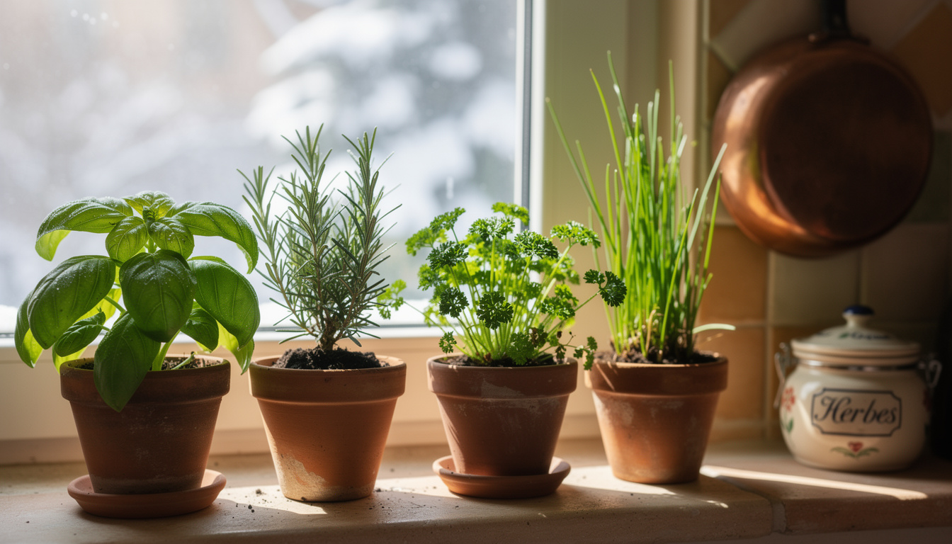 Die 5 Küchenkräuter, die Sie diesen Winter auf der Fensterbank anbauen können.