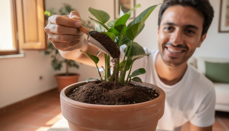 entdecken sie den praktischen gegenstand für ihren kaffee, der gleichzeitig ihre topferde revitalisiert und ihr pflanzenwachstum fördert.