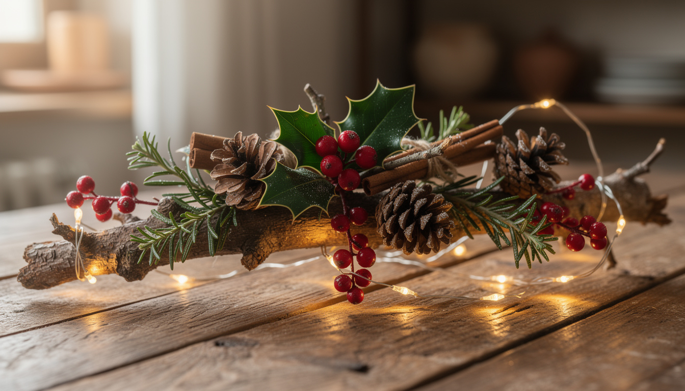So verwandeln Sie einen einfachen Zweig in einen atemberaubenden Weihnachtstischschmuck.