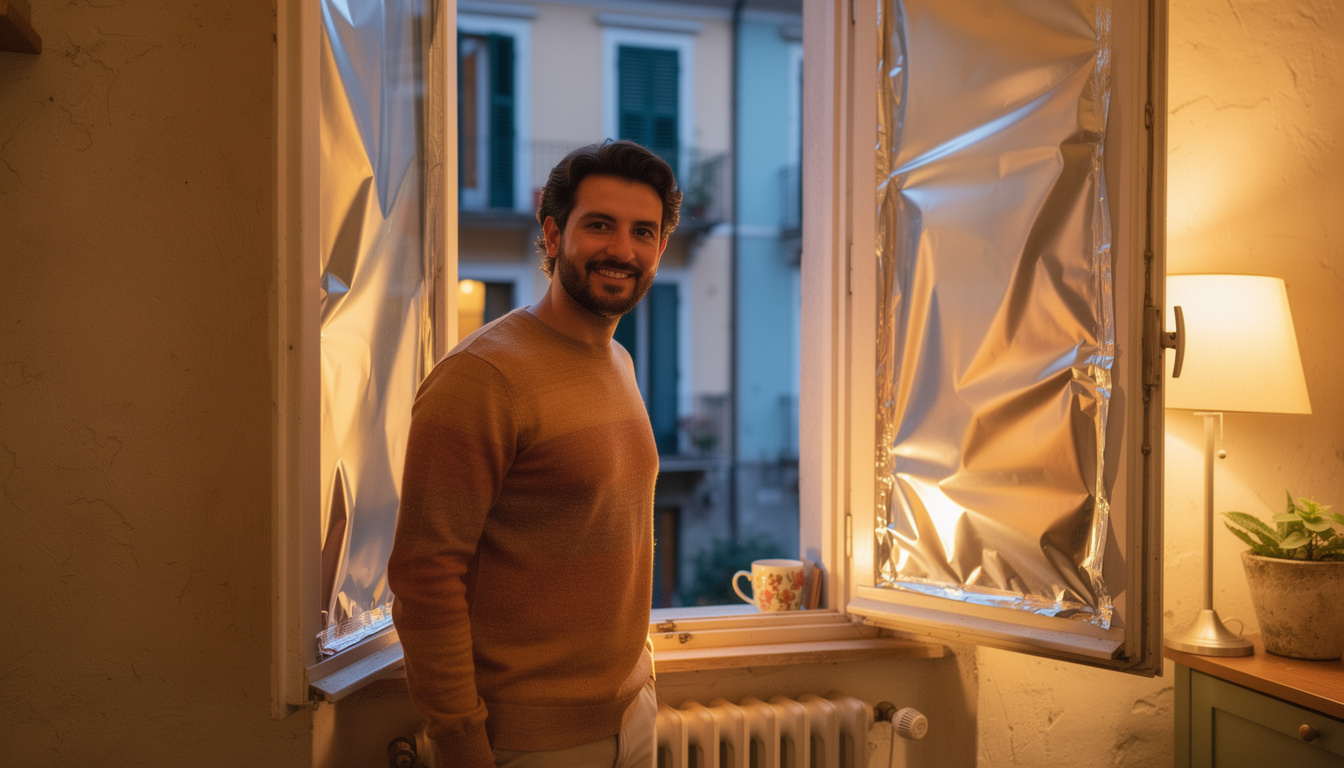 So verwenden Sie Alufolie, um Wärme nach innen zu reflektieren.