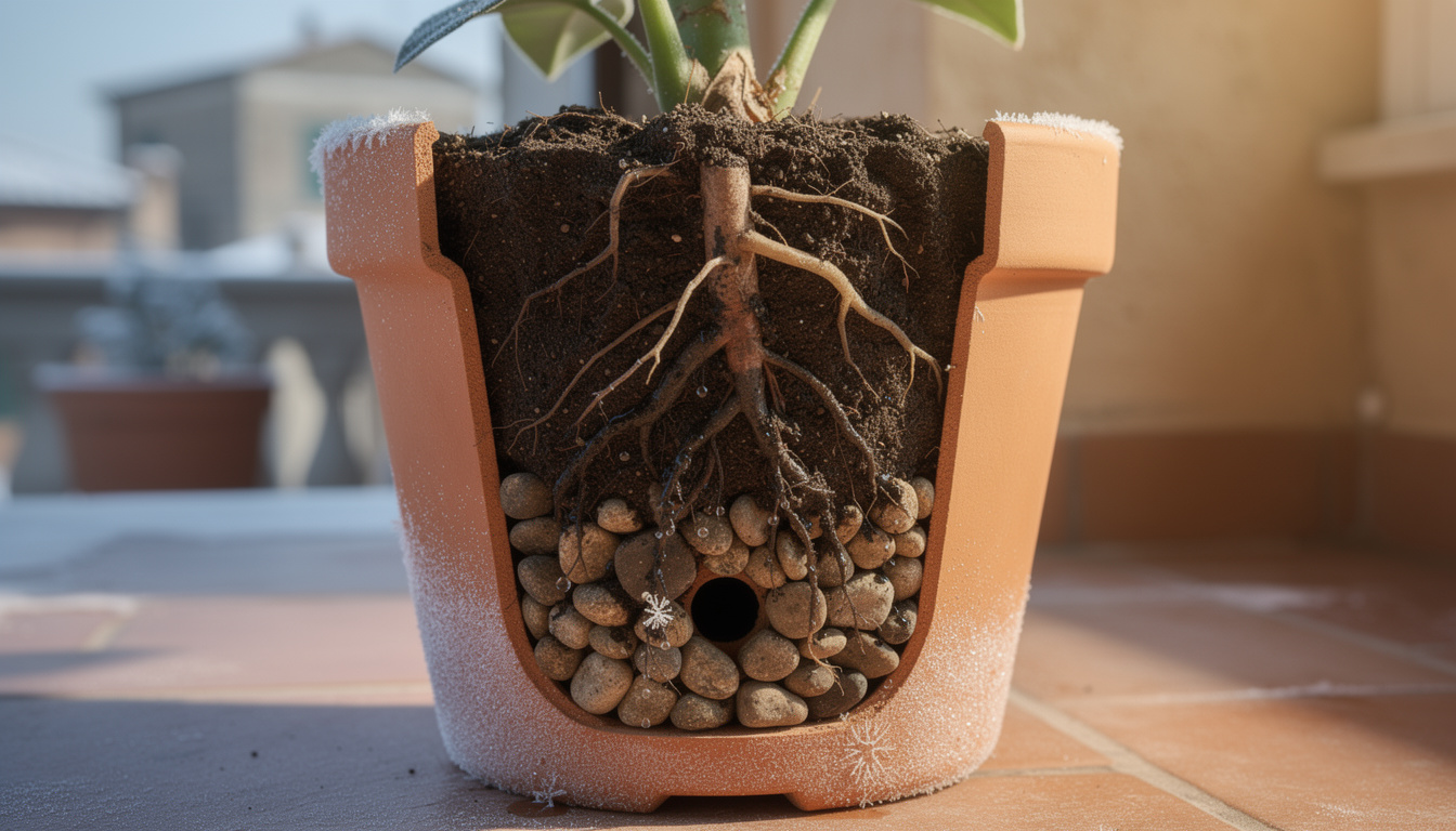 Warum Kieselsteine auf dem Topfboden im Winter keine gute Idee sind.