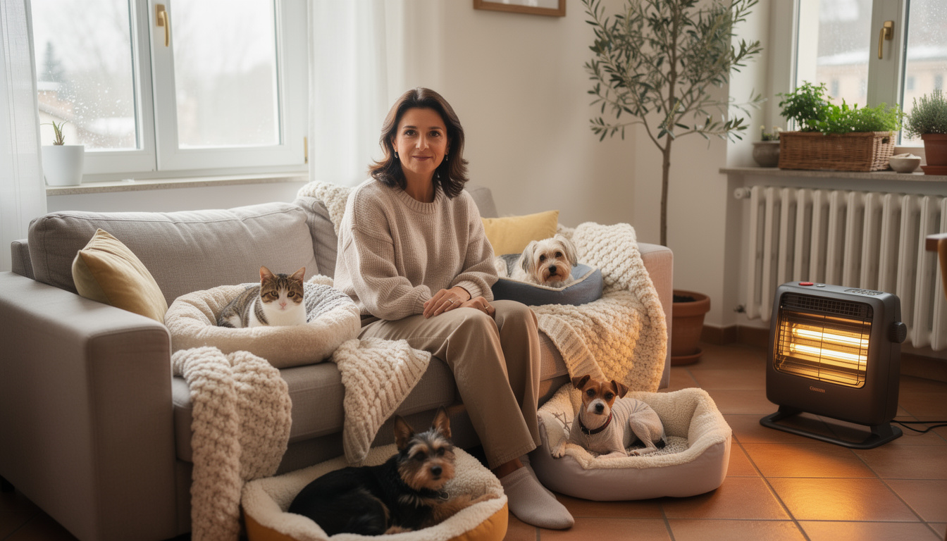 Wenn Sie Haustiere haben, so schützen Sie sie drinnen vor der Kälte.