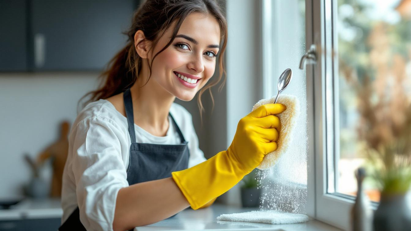 Eine Putzfrau verrät, warum ein Teelöffel aus der Küche Fenster streifenfrei macht