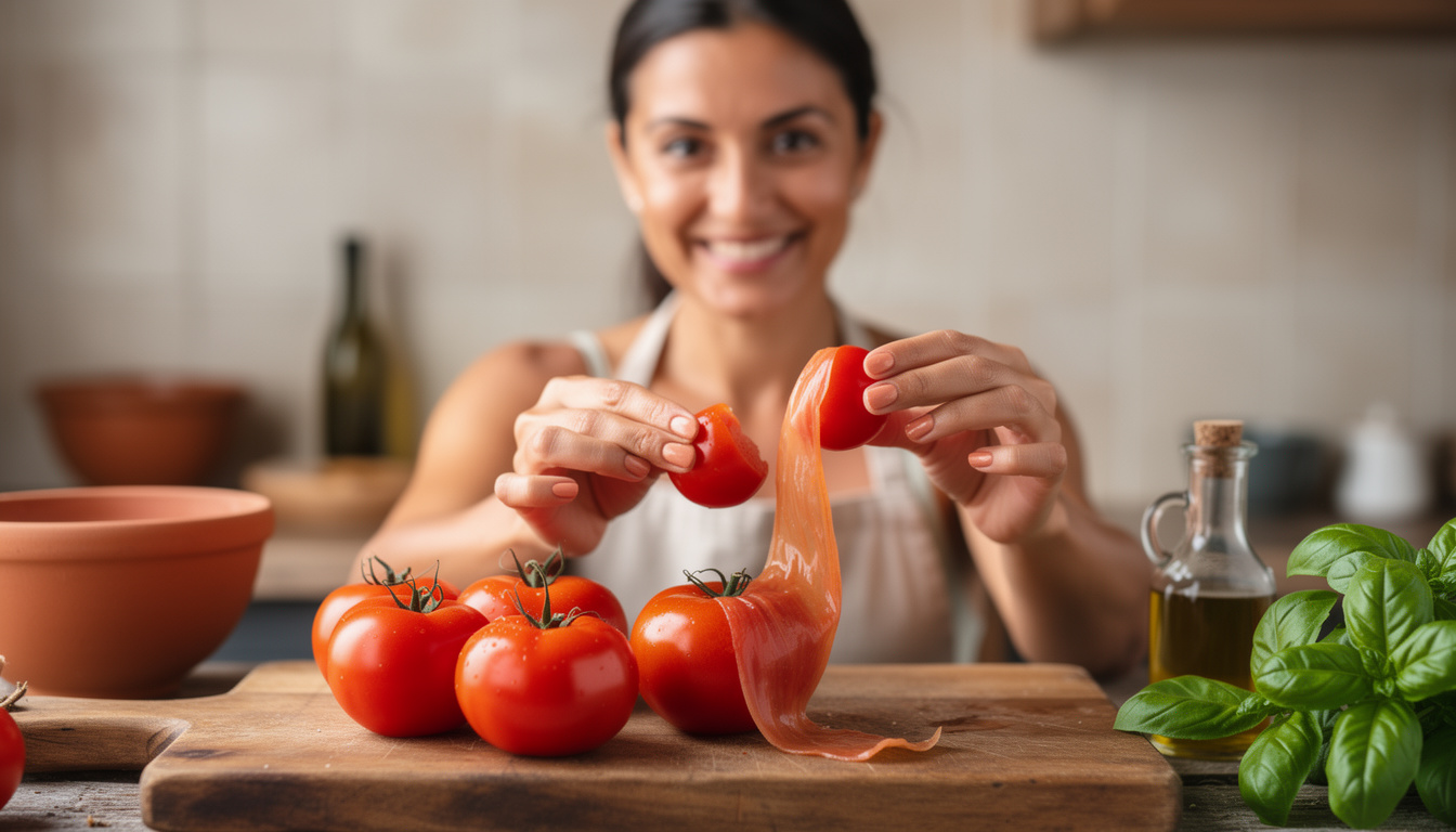 Entdecken Sie die Technik, Tomaten zu schälen, ohne sie zu blanchieren.